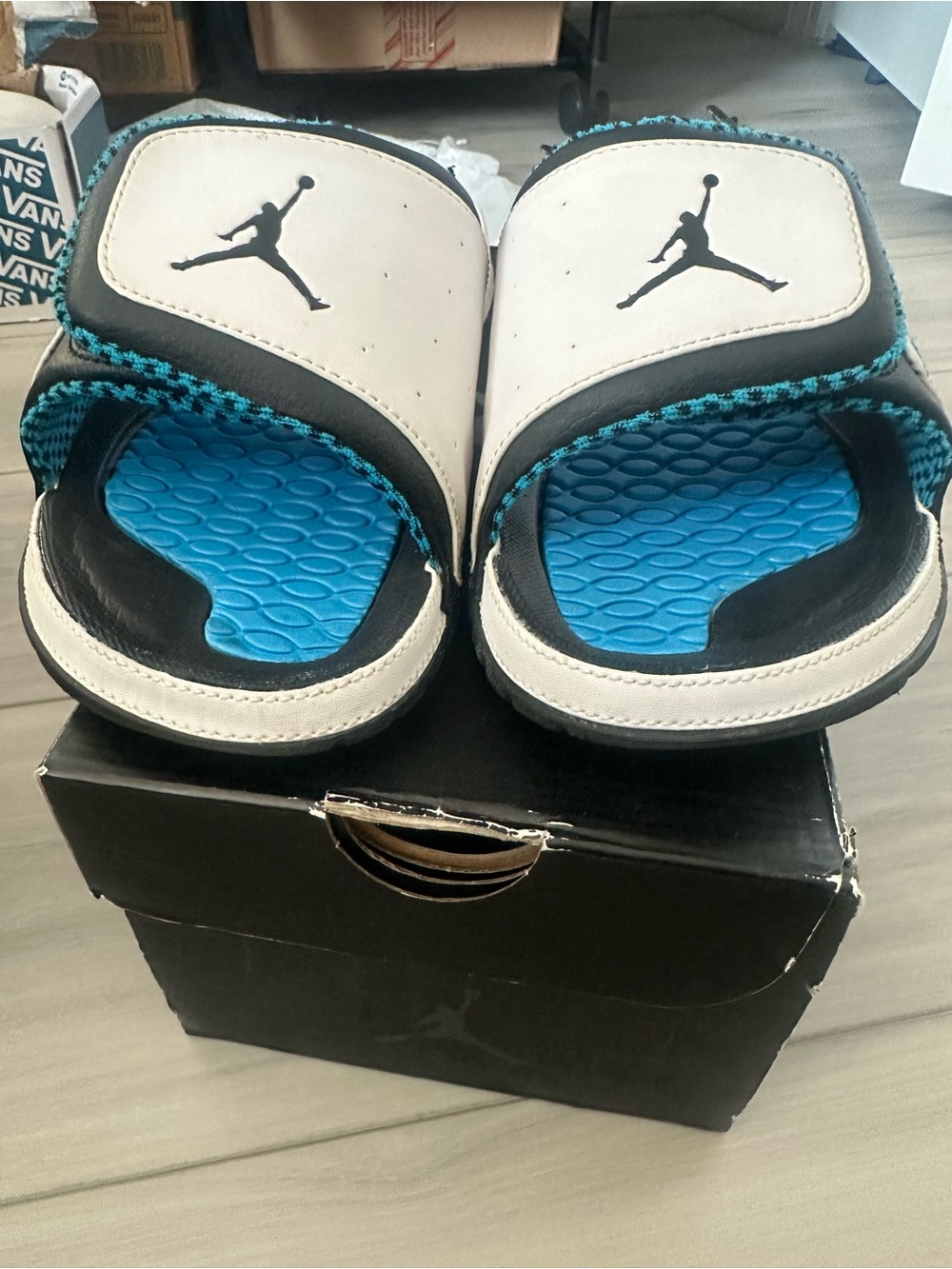 Jordan Hydro Premium 2 White and Blue Slide Sandals